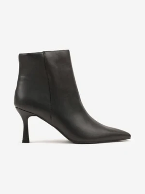 Czarne Botki do Kostki Vices na Klepsydrowym Obcasie z Noskiem w Szpic Vidvire