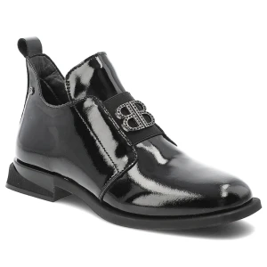 Czarne Botki Filippo Modne Lakierowane Obuwie Damskie