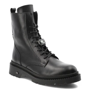 Czarne Botki Karino Skórzane Obuwie Damskie