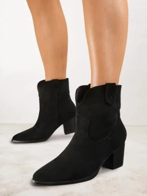 Czarne Botki Kowbojki Vices na Obcasie Florefedi