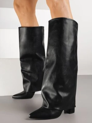 Czarne Botki na Obcasie Typu Słupek ze Zdejmowaną Cholewką Naluvessa bestelle