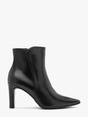 Czarne botki na obcasie ze skóry licowej Ryłko