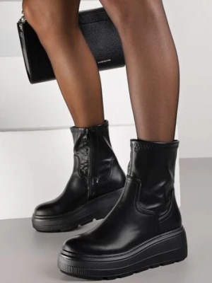 Czarne Botki na Platformie w Stylu Cyber Fisatte ballada