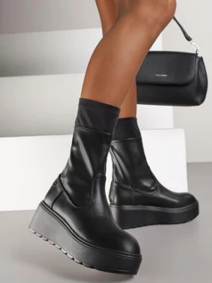 Czarne Botki na Platformie Vices Typu Grunge Anerriva