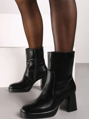 Czarne Botki na Słupku z Lekkim Ociepleniem Irilora