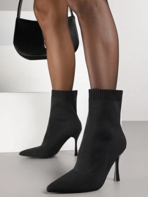 Czarne Botki na Szpilce Vices z Elastyczną Cholewką Nallafia