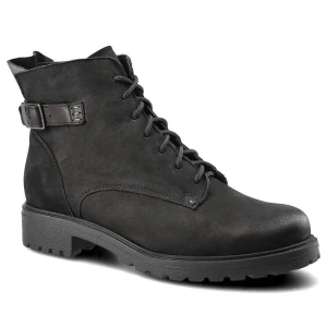 Czarne Botki Pollonus Damskie Wiązane Obuwie