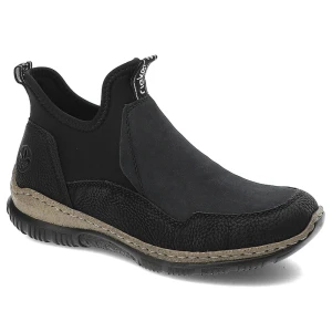 Czarne Botki Rieker Modne Wsuwane Obuwie Damskie