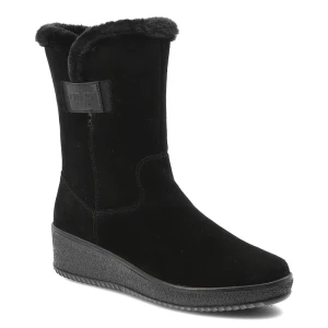 Czarne Botki Rieker Ocieplane Buty Damskie Na Koturnie