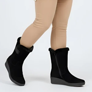 Czarne Botki Rieker Ocieplane Buty Damskie Na Koturnie