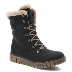 Czarne Botki Rieker Ocieplane Obuwie Damskie