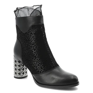 Czarne Botki S.Barski Eleganckie Buty Damskie Na Obcasie