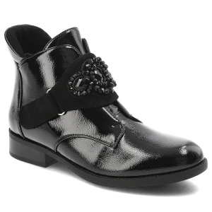 Zdjęcie produktu Czarne Botki S.Barski Eleganckie Obuwie Damskie Z Ozdobą