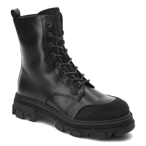 Czarne Botki S.Barski Ocieplane Workery Damskie