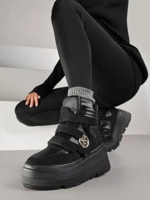 Czarne Botki Sneakersy Vices na Platformie w Stylu Y2K Gelira