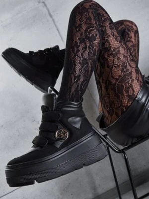 Czarne Botki Sneakersy Vices na Platformie w Stylu Y2K Gelira