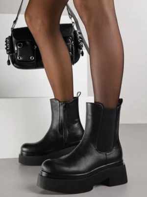 Czarne Botki Sztyblety na Grubej Podeszwie Tevinda mellisa