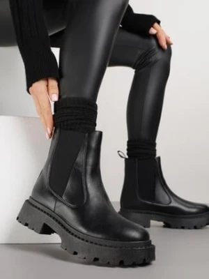Czarne Botki Sztyblety na Platformie Oppore