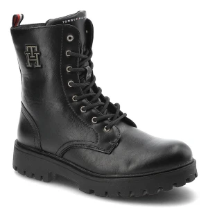 Czarne Botki Tommy Hilfiger Modne Wygodne Buty Damskie