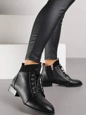 Czarne Botki Trzewiki Vices Ozdobione Przeszyciami Vamine