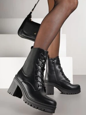 Czarne Botki Typu Workery na Słupku Cladira gogo gogo