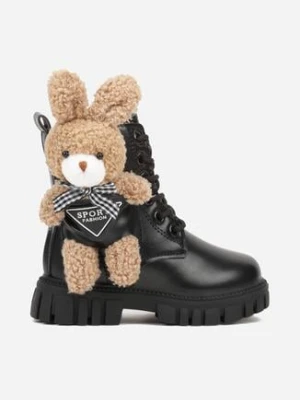 Czarne Botki Typu Workery z Królikiem 3D Zozrise bellamila