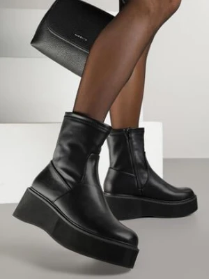 Czarne Botki Vices na Grubej Podeszwie w Stylu Grunge Ravitte