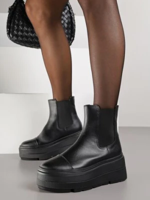 Czarne Botki Vices na Platformie o Fasonie Sztybletów Radvire