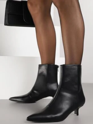 Czarne Botki Vices na Obcasie Typu Kaczuszka Falessia