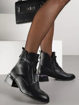 Czarne Botki Vices na Obcasie z Efektem Spękań Nunama