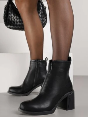 Czarne Botki VICES na Słupkowym Obcasie z Elastyczną Wstawką w Cholewce Sevea