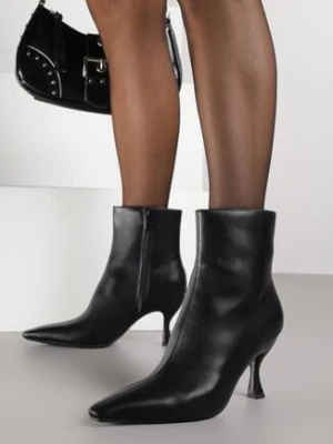 Czarne Botki Vices na Szpilce Typu Kaczuszce Falunnea