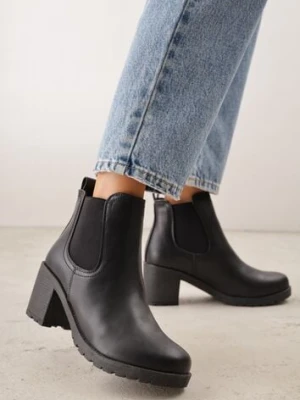 Czarne Botki VICES o Fasonie Sztybletów na Słupku Cezeire