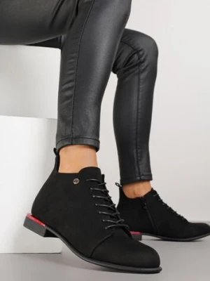 Czarne Botki Vices Trzewiki z Imitacji Zamszu Aliff