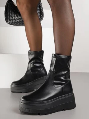 Czarne Botki Vices w Stylu Tech Gothic na Platformie Niorna