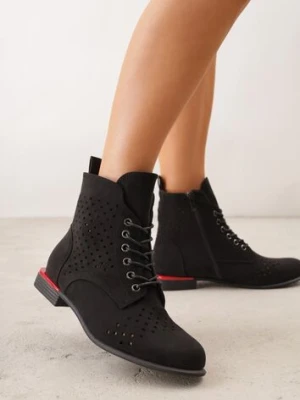 Czarne Botki VICES z Ażurowymi Zdobieniami w Stylu Retro Limoni