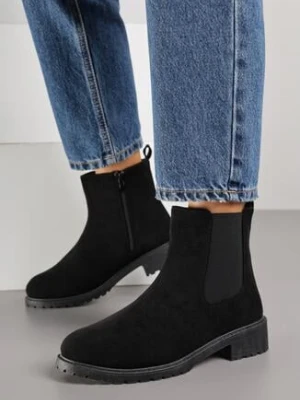 Czarne Botki w Stylu Sztybletów z Elastyczną Wstawką Kanelle ballada