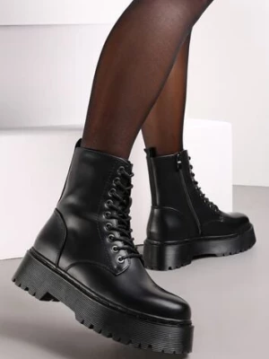 Czarne Botki w Stylu Workerów na Platformie Maialen