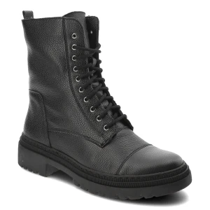 Czarne Botki Wasak Obuwie Damskie Ocieplane Wełną