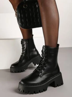 Zdjęcie produktu Czarne Botki Workery na Platformie Afarena