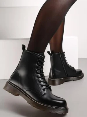 Czarne Botki Workery z Sznurowaniem Eroania super mode