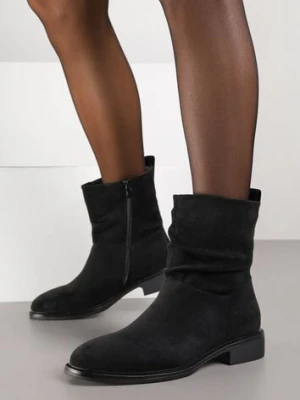 Czarne Botki z Marszczoną Cholewką do Kostki Ilomira ballada