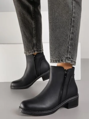 Czarne Botki z Niską Cholewką z Ozdobnym Suwakiem Ilonela ballada