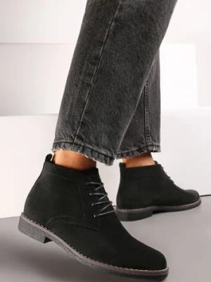 Czarne Botki z Sznurowaniem Wasicia