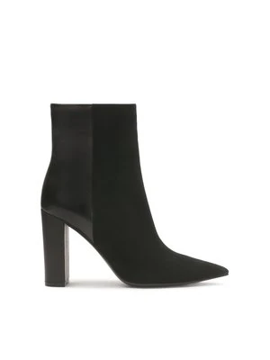 Czarne botki z zamszu i gładkiej skóry Kazar