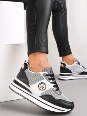 Zdjęcie produktu Czarne Brokatowe Sneakersy do Kostki z Dekoracyjną Klamerką Rayla