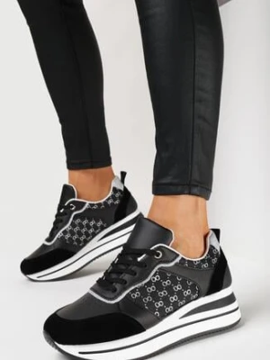 Czarne Brokatowe Sneakersy na Platformie Filena