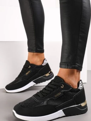Zdjęcie produktu Czarne Brokatowe Sneakersy z Metalicznymi Wstawkami Decima