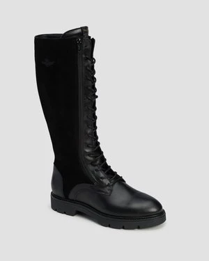 Czarne buty skórzane damskie Aeronautica Militare