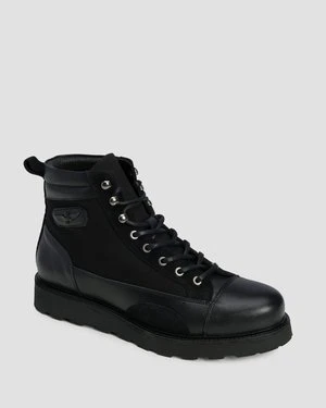 Czarne buty skórzane męskie Aeronautica Militare